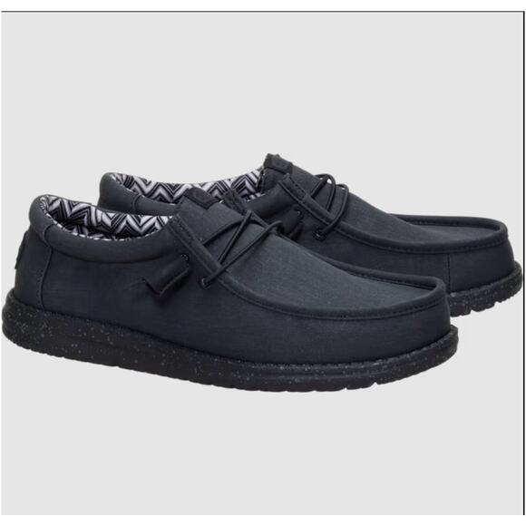 Hey Dude Mens Wallly Stretch Shoes US 15 Wide EU 48 Black Canvas Slip On NIB main image 10